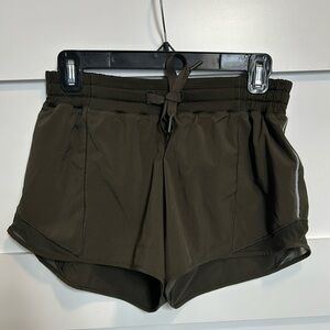 EUC Lululemon Hotty Hot Short in Dark Olive